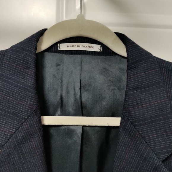 Vintage Yves Saint Laurent Mens Navy Two Piece Suit Striped Blazer Coat 42 - Picture 6 of 16